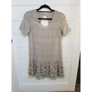 Floral Swing Dress Mini Babydoll Sundress Size S Cottage Prairie Cute